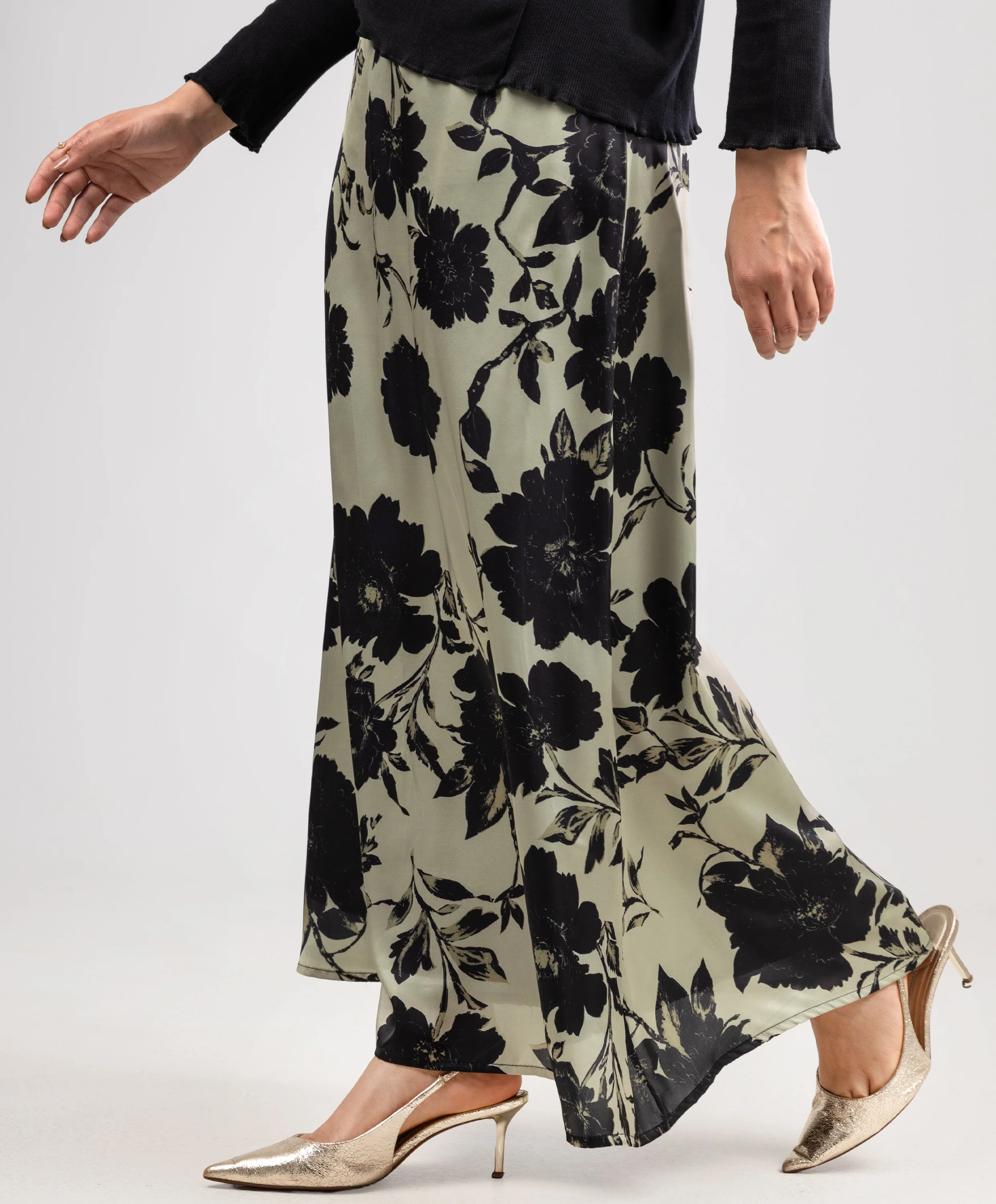 Floral Satin Skirt - Image 2