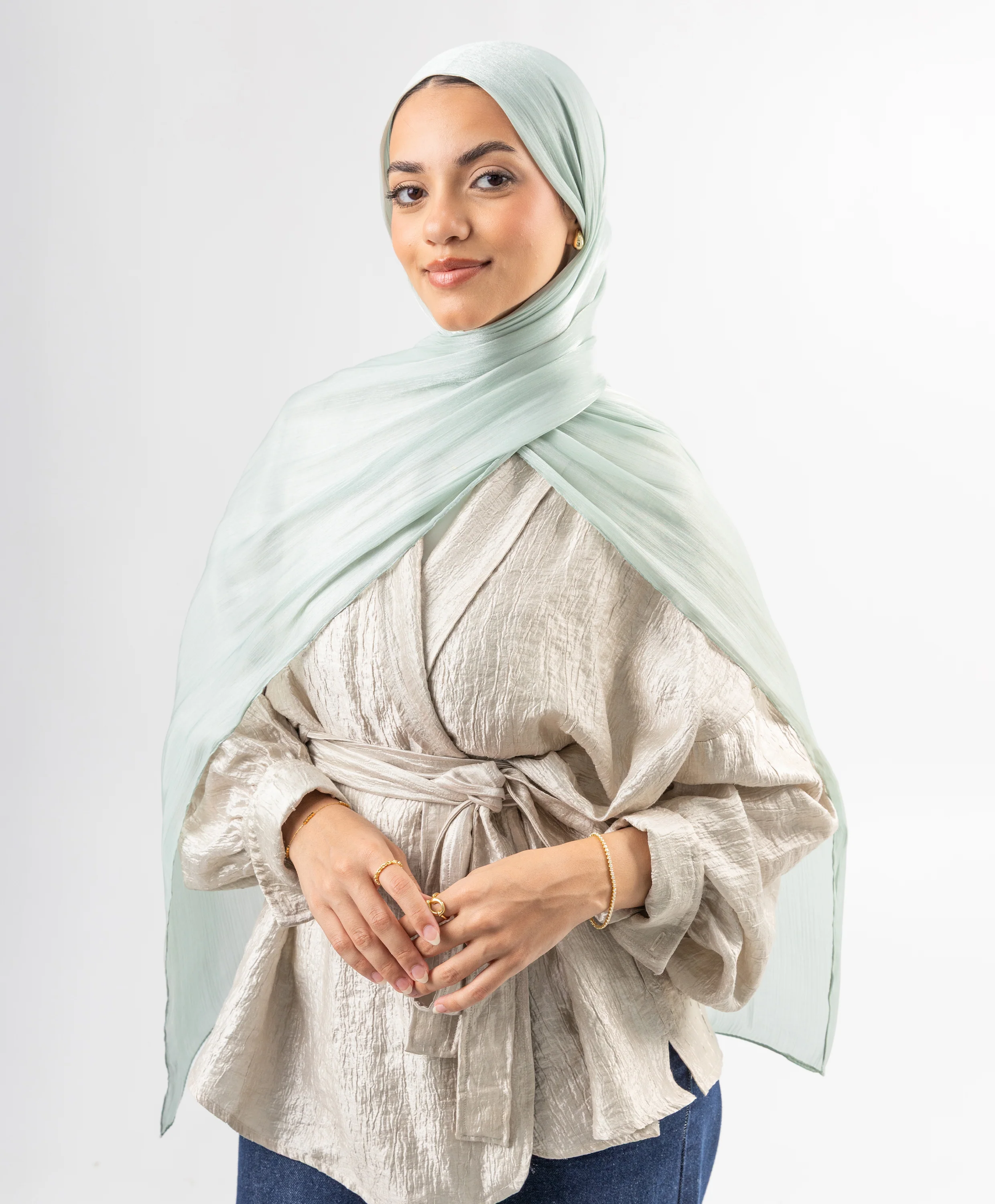 Organza Crinkle Satin Scarf - Image 10